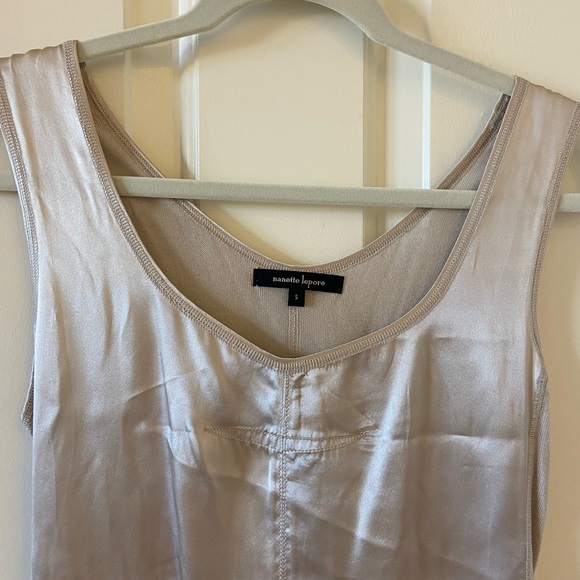 Nanette Lepore Anthropologie Satin Tank Top Size Small Tan Boho Bohemian - Picture 3 of 7